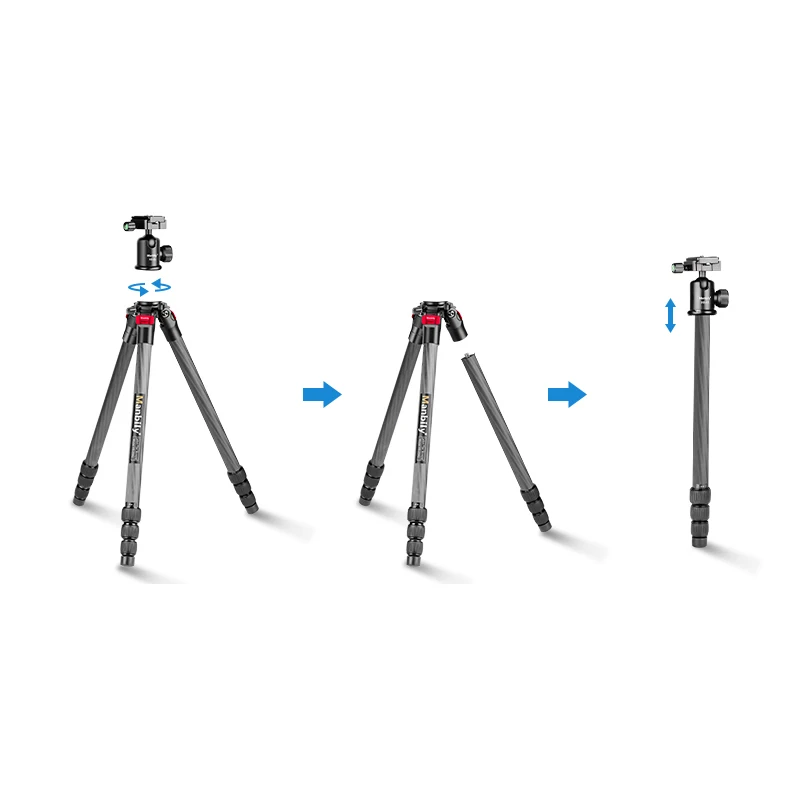 Штатив для камеры 162 см из углеродного волокна, легкий штатив для путешествий с сумкой с шаровой головкой и грузоподъемностью 10 кг, штатив для DSLR путешествий и работы