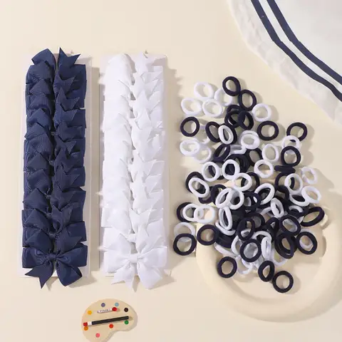 120/124Pcs Ribbon Bows Hair Clip Hair Bands Set Kids Classic Cheer Flower Bow Hairpins for Childrens Party Daily Headdress