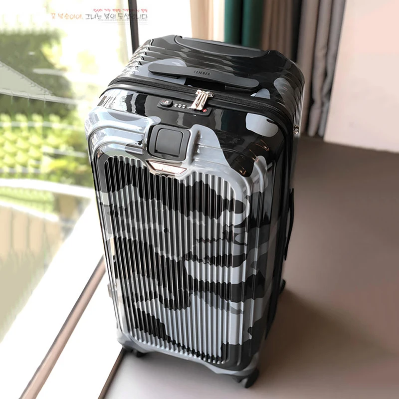 New USB charging luggage large capacity pull rod box 24/28 " carry on fashion trolley suitcase extensible camouflage black case