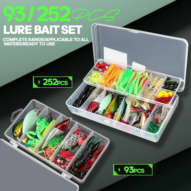 

TAIYU 93/252pcs Fishing Lures Kit For Trout/Pike/Bass Multi-Lure Fishing Set Soft/Hard Baits And Accessories With Layered Tackle