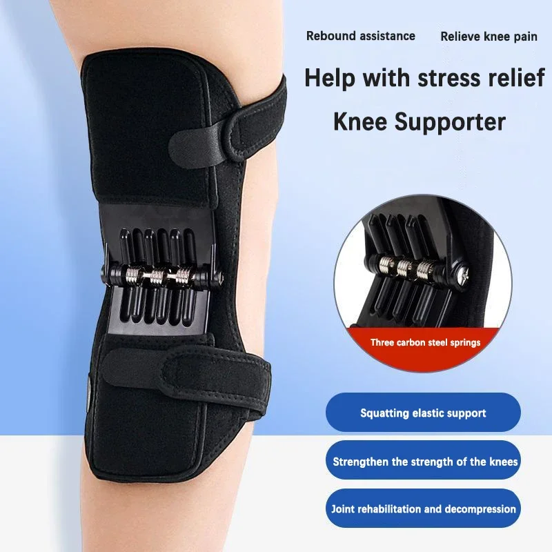 Knee Booster 1 Pair Support Knee Pads Breathable Non-slip Lift Pain Relief For Knee Power Spring Force Stabilizer