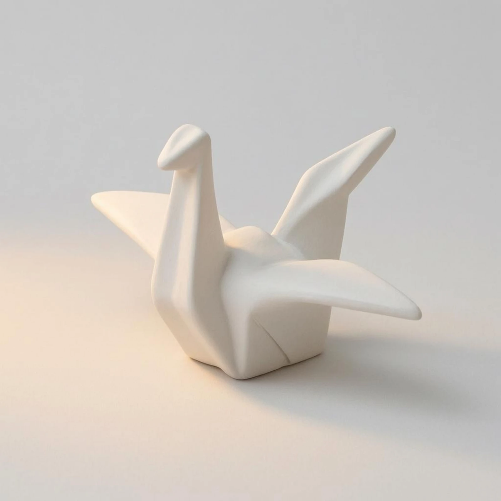 Origami Crane Ornament Polished Finish Ceramic Crane Ornament Folded Bird Sculpture Glossy Geometric Bird Figure Sculptural view 5