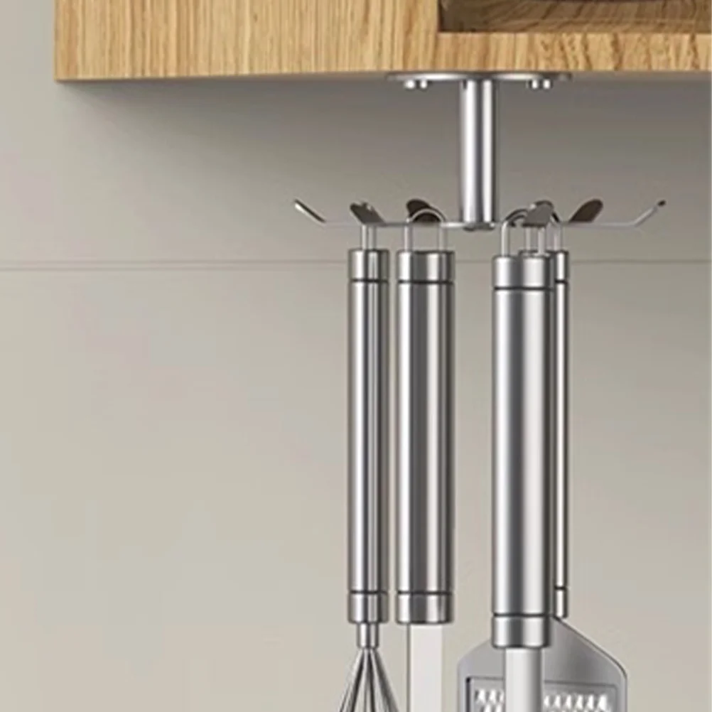 2pcs Under Cabinet Hook Rotatable Kitchen Ware Hook Sturdy Stainless Steel Utensil Hook for Kitchen Under Cabinet Hooks