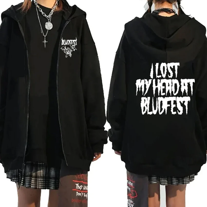 

Yungblud Bludfest Merch 2025 Long sleeve Zipper Hoodie Streetwear Style Men Women Autumn Winter Sweatshirt Unisex Fleece jackets