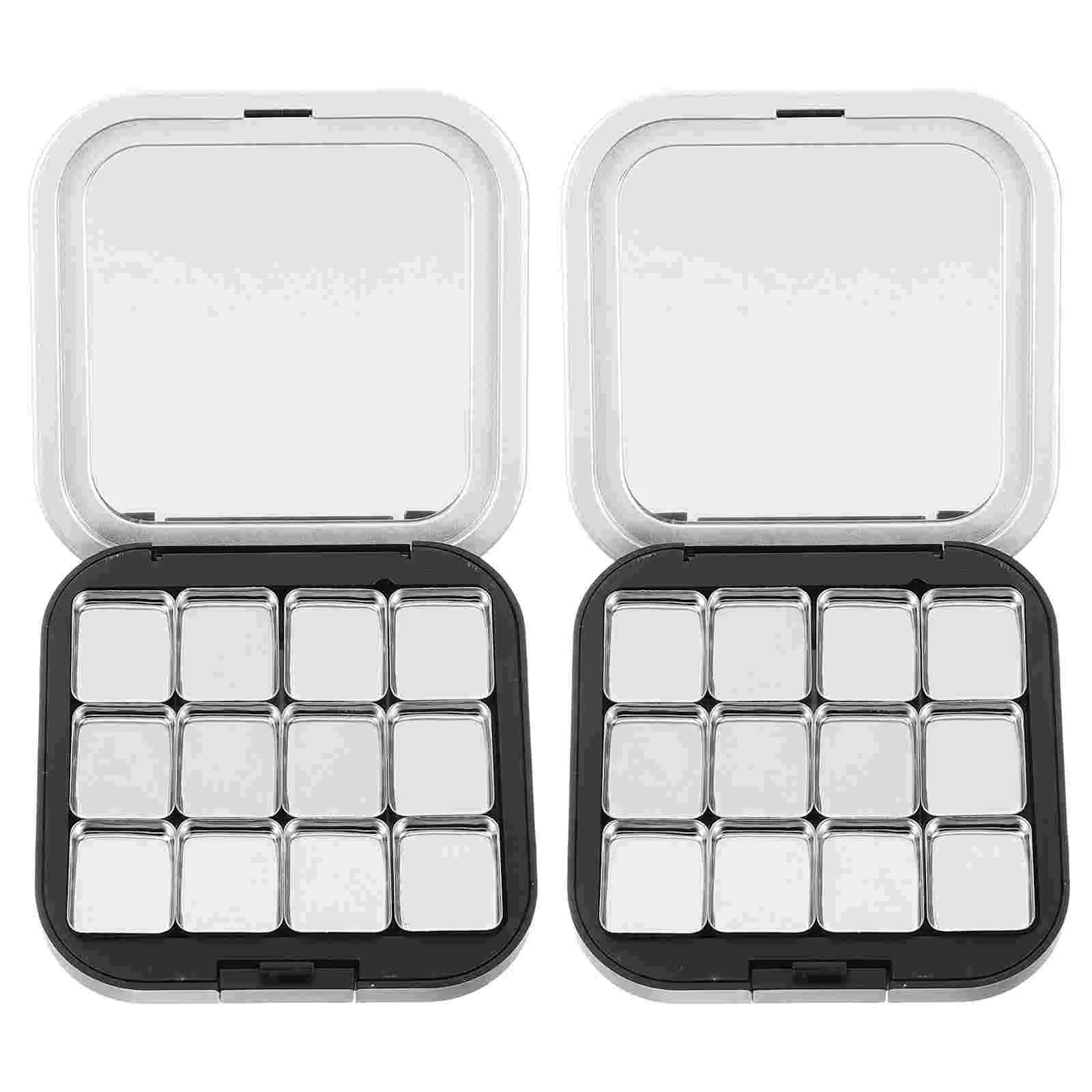 

2 Pcs Eyeshadow Palette Matte Black Magnet Empty Box Blush Highlighter Storage Miss Makeup Case 760X720X170CM Plastic Tray