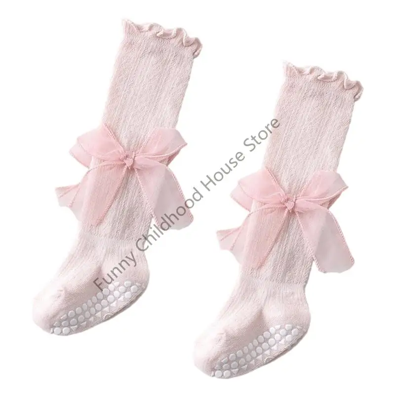 D0LA التنفس الشبكة الجوارب الصيفية للفتيات منتشرة الأنبوب الطويل الجوارب تصميم القوس #4