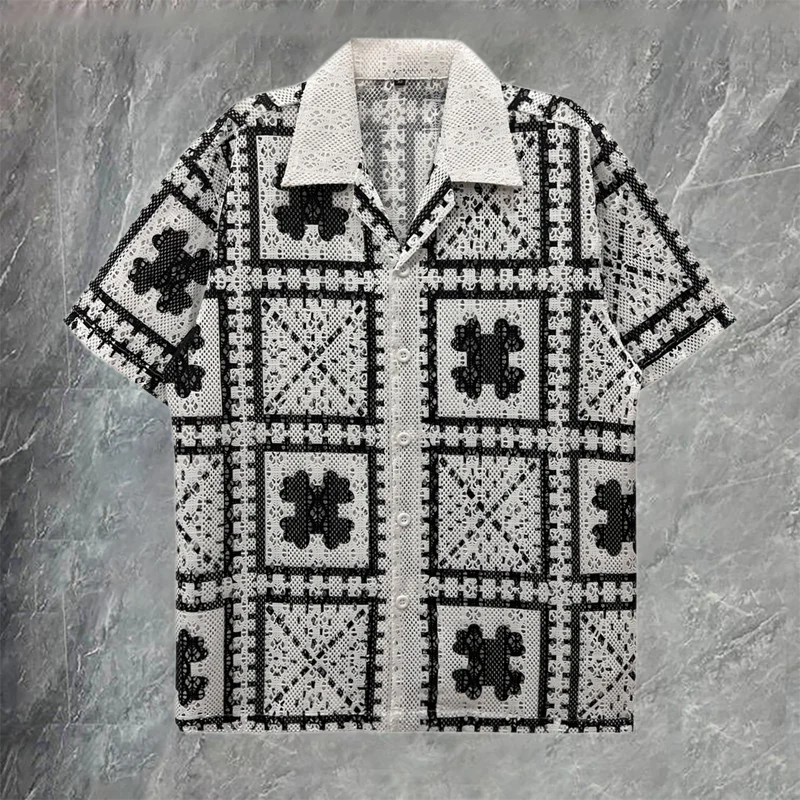 

Мужская рубашка с вырезами, модная рубашка для клуба и вечеринок, деловая формальная рубашка с принтом, рубашка с длинным рукавом для мужчин