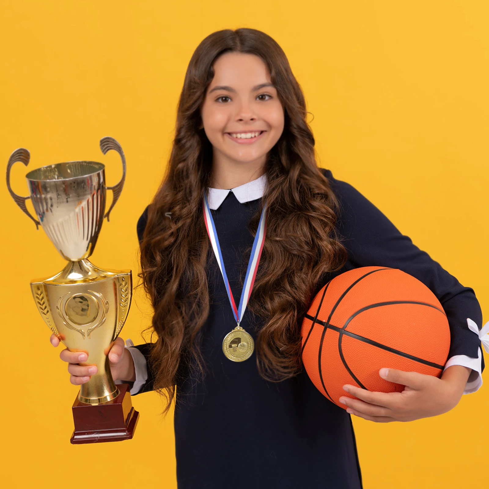 

3 Pcs Basketball Medal Competition Award Medals Decoration The Badge Zinc Alloy with Neck Ribbon Child