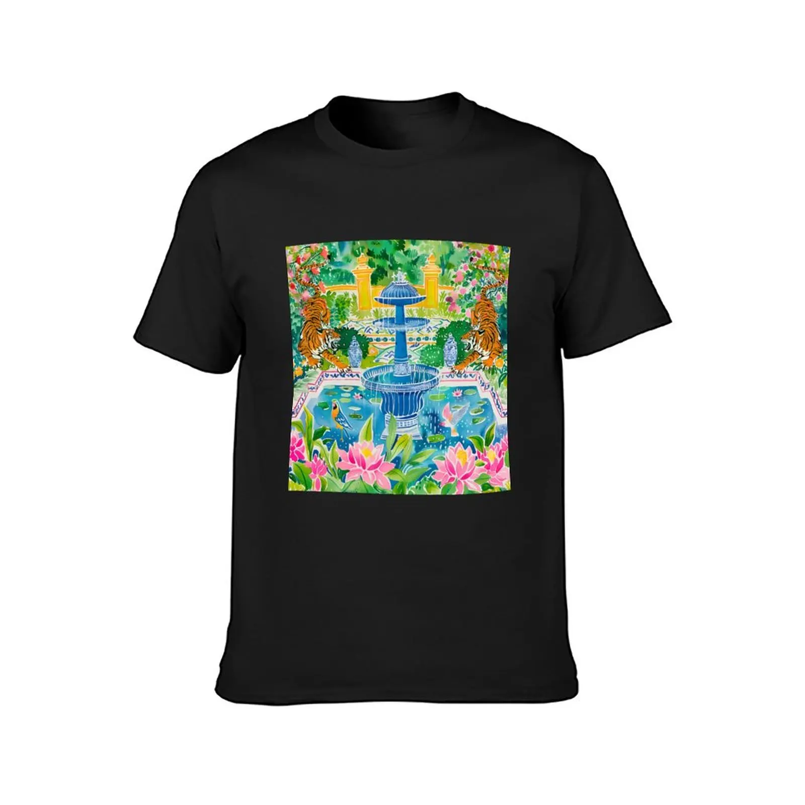 Tigers near fountain in Moroccan garden T-Shirt aesthetic clothes summer tops plain t shirts men