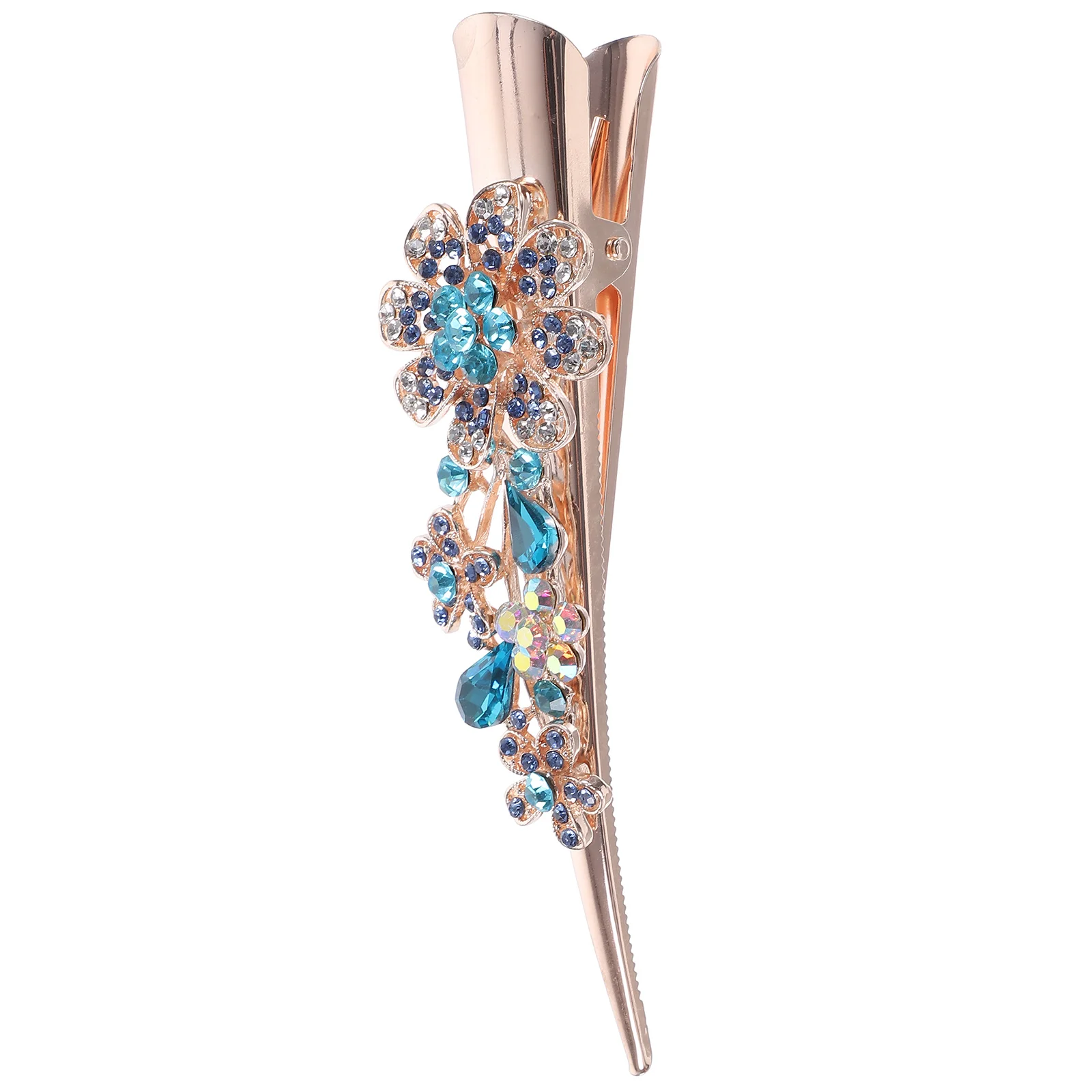 

Large Diamond encrusted Horn Clip Hairpin Pointed Mouth Blue Metal Rhinestone Hair Accessories Women Girls Decorative Hairstyle