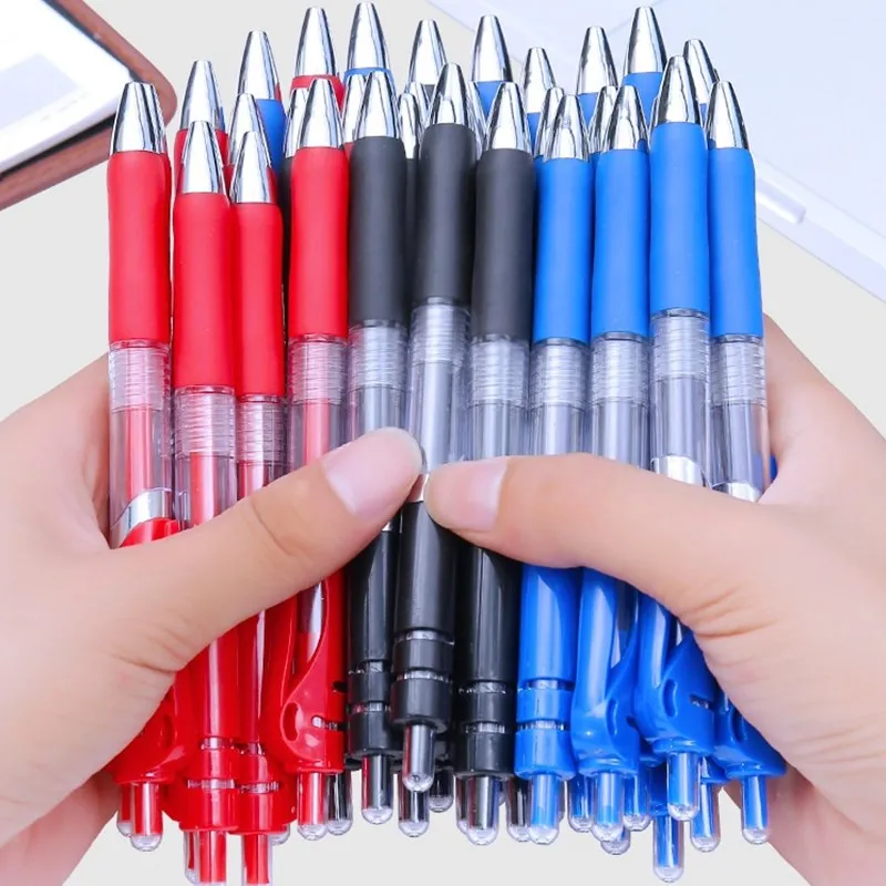 

Автоматическая гелевая ручка 0,5 мм, черные, красные, синие чернила, студенческий экзамен, писать, гладкие канцелярские товары, магазин, горячая распродажа, школьные канцелярские товары