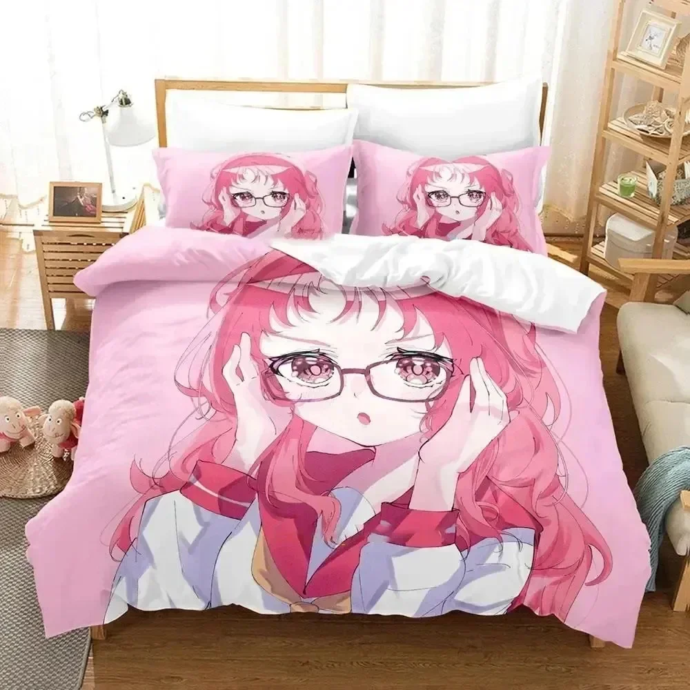 Luxury New 3D Print Anime Girl I Like Forgot Her Glasses Bedding Set Duvet Cover Bed Set Quilt Cover Pillowcase Queen Boys Adult