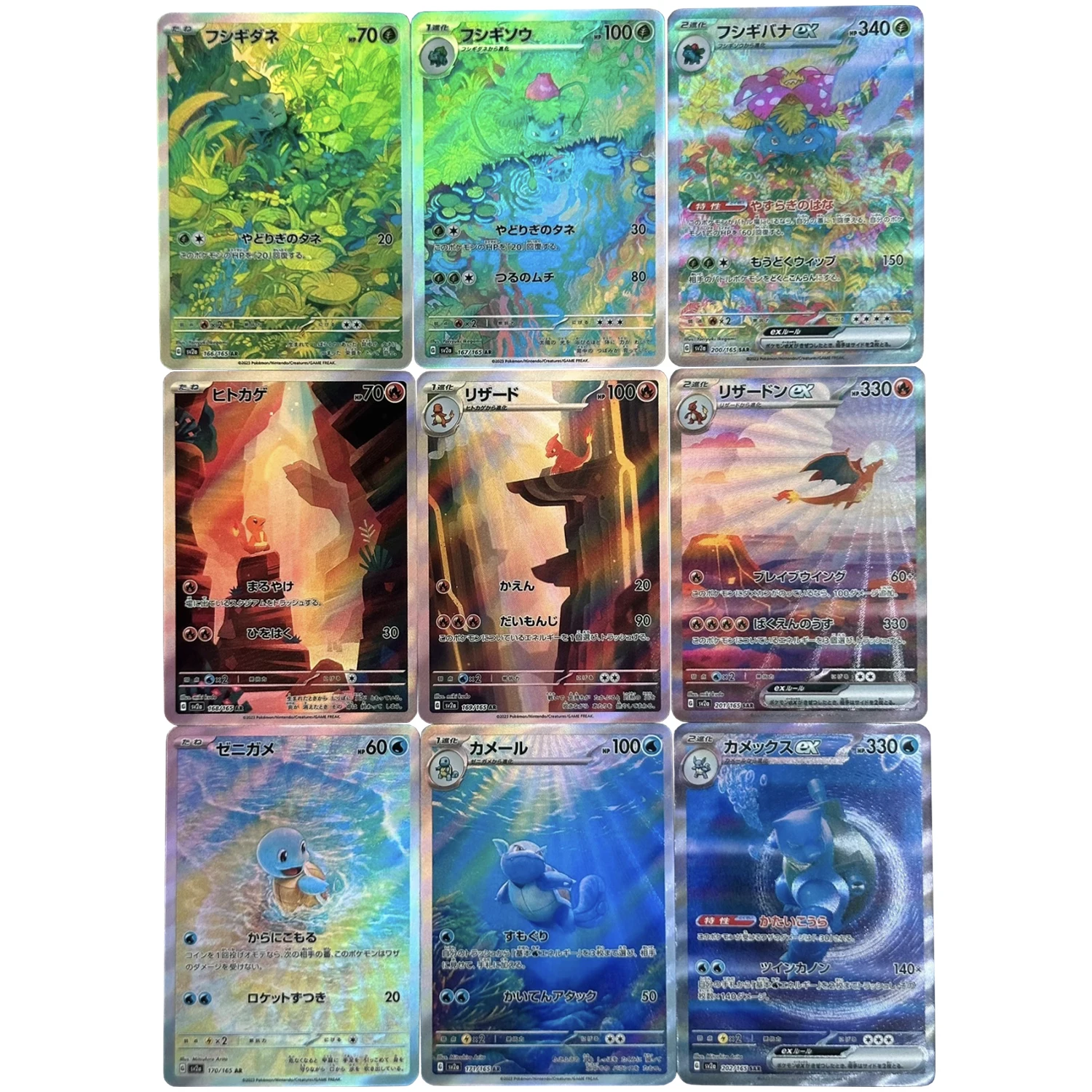 New 10Pcs/set Pokemon Charizard Venusaur Blastoise Refraction Flash Cards Diy Gift Toys Game Anime Collection Cards