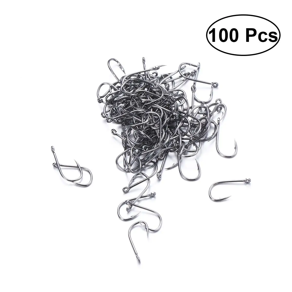 

100 pcs Boxed Fish Hooks Carbon Steel Sturdy NonCorrosive Saltwater Freshwater Fishing Pike Salmon Bass Herring Muskie