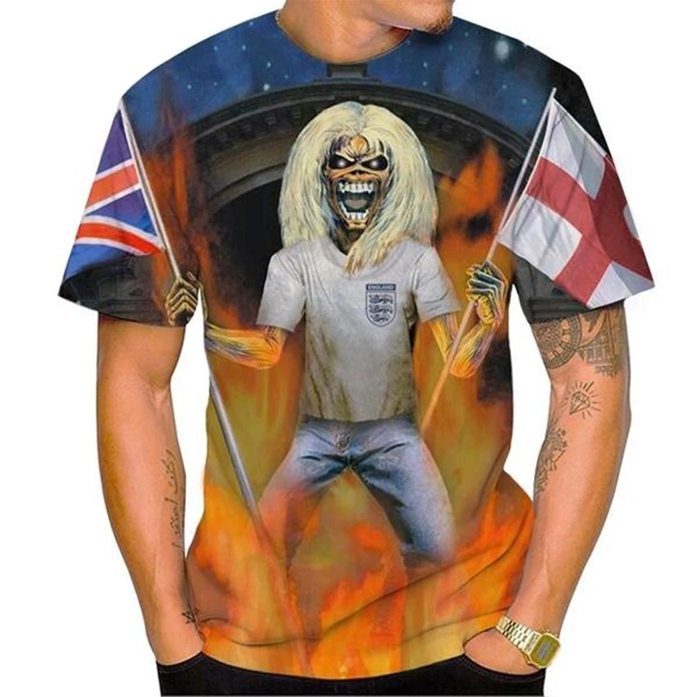 Summer Fashion Nostalgic 3D Printed Heavy Metal Music Devil Cool Fashion Personalized T-shirt