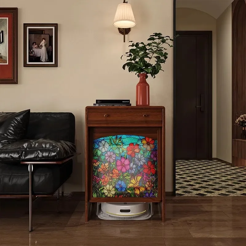 Medieval Style Solid Wood Storage Cabinet Living Room Wall Sideboard Multifunctional No Assembly Required Chest Locker