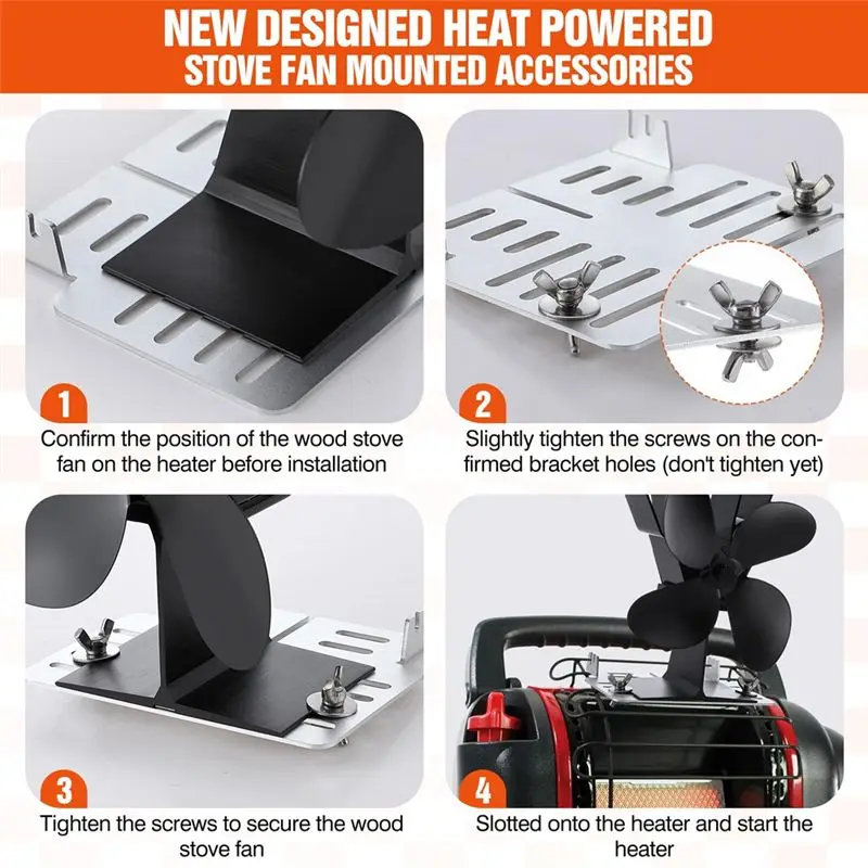 [NEW!A08R】 Heat Powered Stove Fan Mounted , Compatible With Mr. Heater Buddy MH9BX, MH12HB, MH18B, Bracket For Fixing Stove Fan