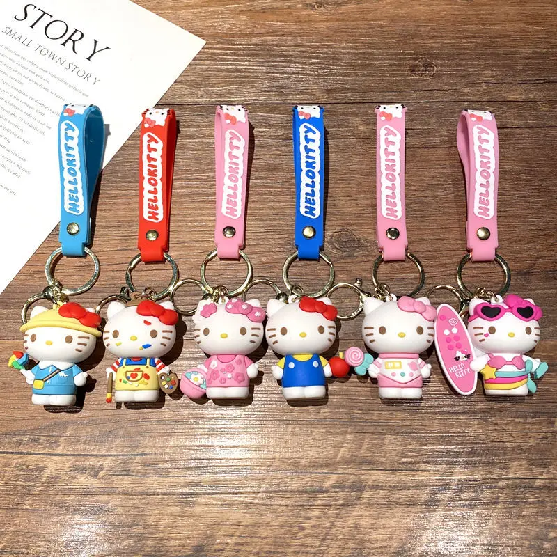 

Teacup Key Chain Women Cute Cartoon Hello Kitty Keychain Girl Schoolbag Shoulder Bag Car Keyring Kid Kawaii Gift Festival Gifts