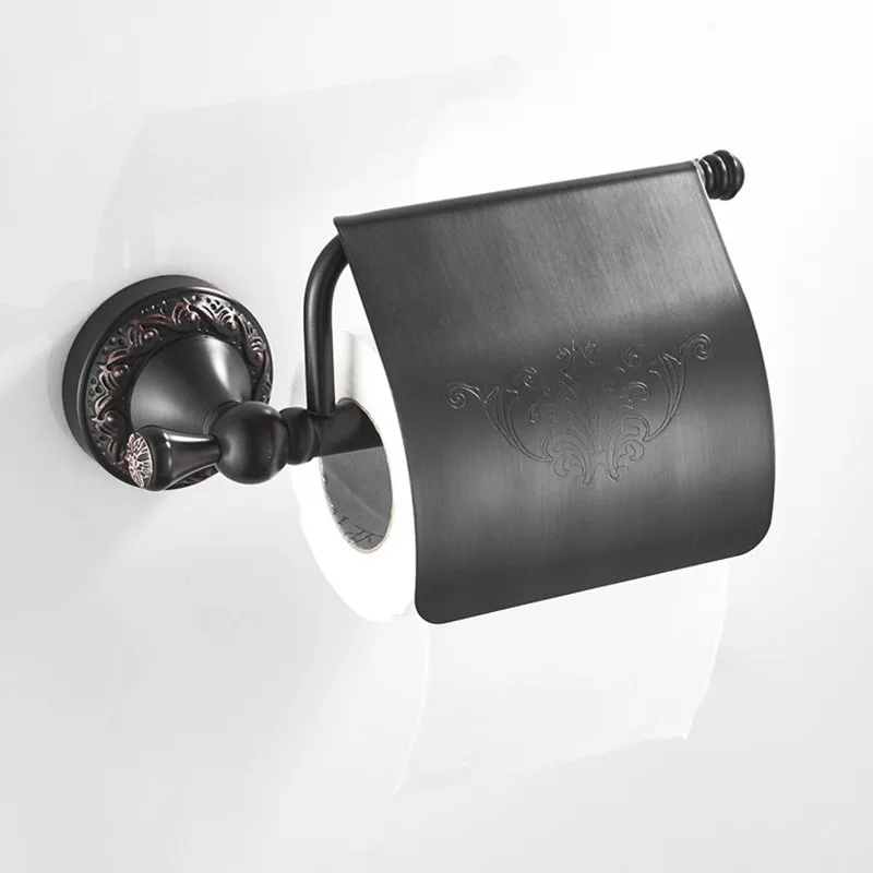 new black Tissue Holder Toilet Roll Paper Hardware Pendant Brass Wall-Mounted Roll Stand Modern Household Bathroom accessories