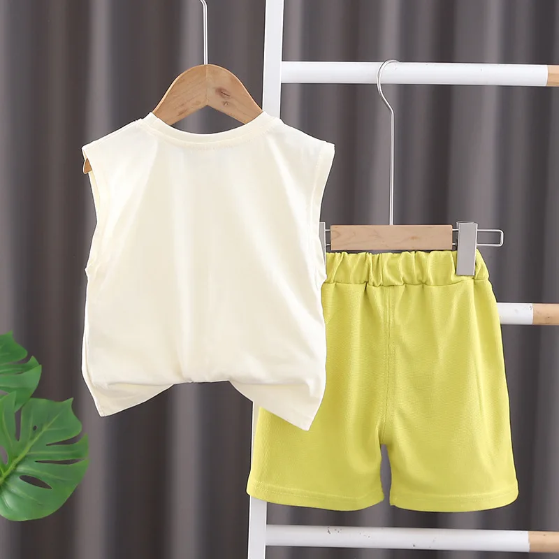 0-5 Years Baby Boy Clothes Boutique Summer Outfits Toddler Boys Cute Crocodile Sleeveless Vest and Shorts 2 Piece Set Kids Suit