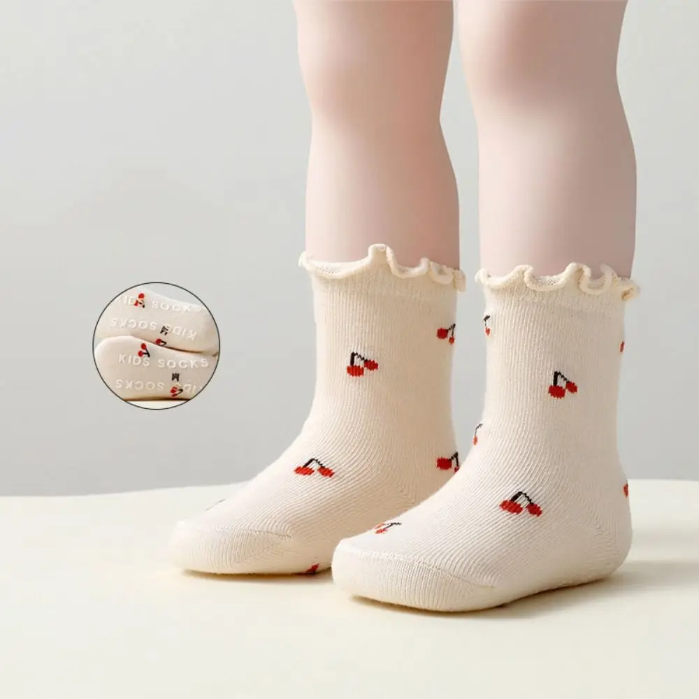 

5 пар детских хлопковых носков с цветочным принтом, плиссированные дышащие короткие носки-трубочки для малышей, осенне-весенние милые детские носки с героями мультфильмов, детские