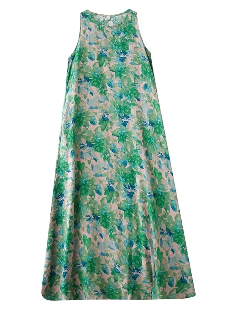sleeveless oversized cotton vintage floral new in dresses for women casual loose long summer dress elegant clothing 2025