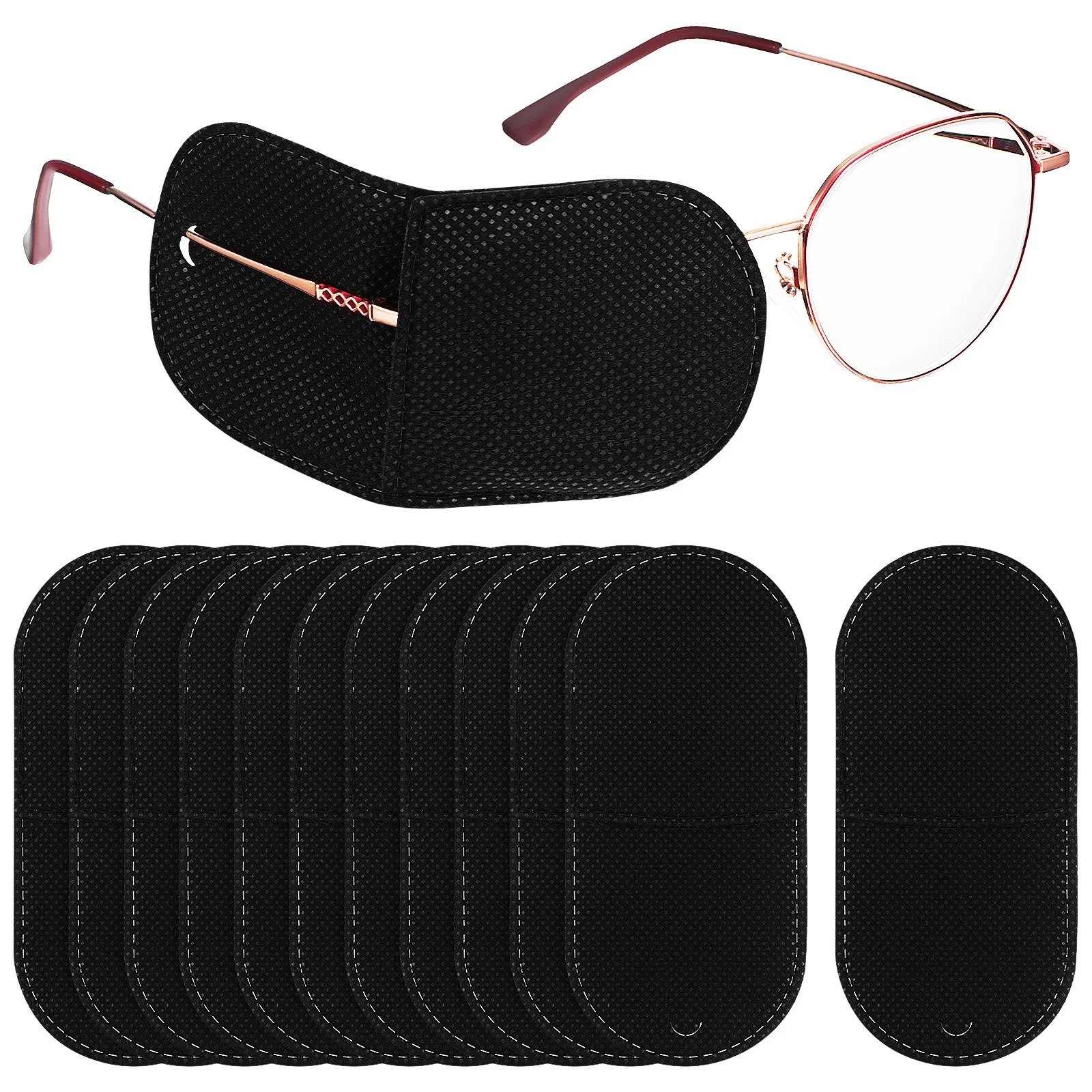 

12Pcs Black Large Patches for Glasses Non Woven Fabric Kids Adults Lazy Eye Training Amblyopia Patch Post Surgery Single Eye