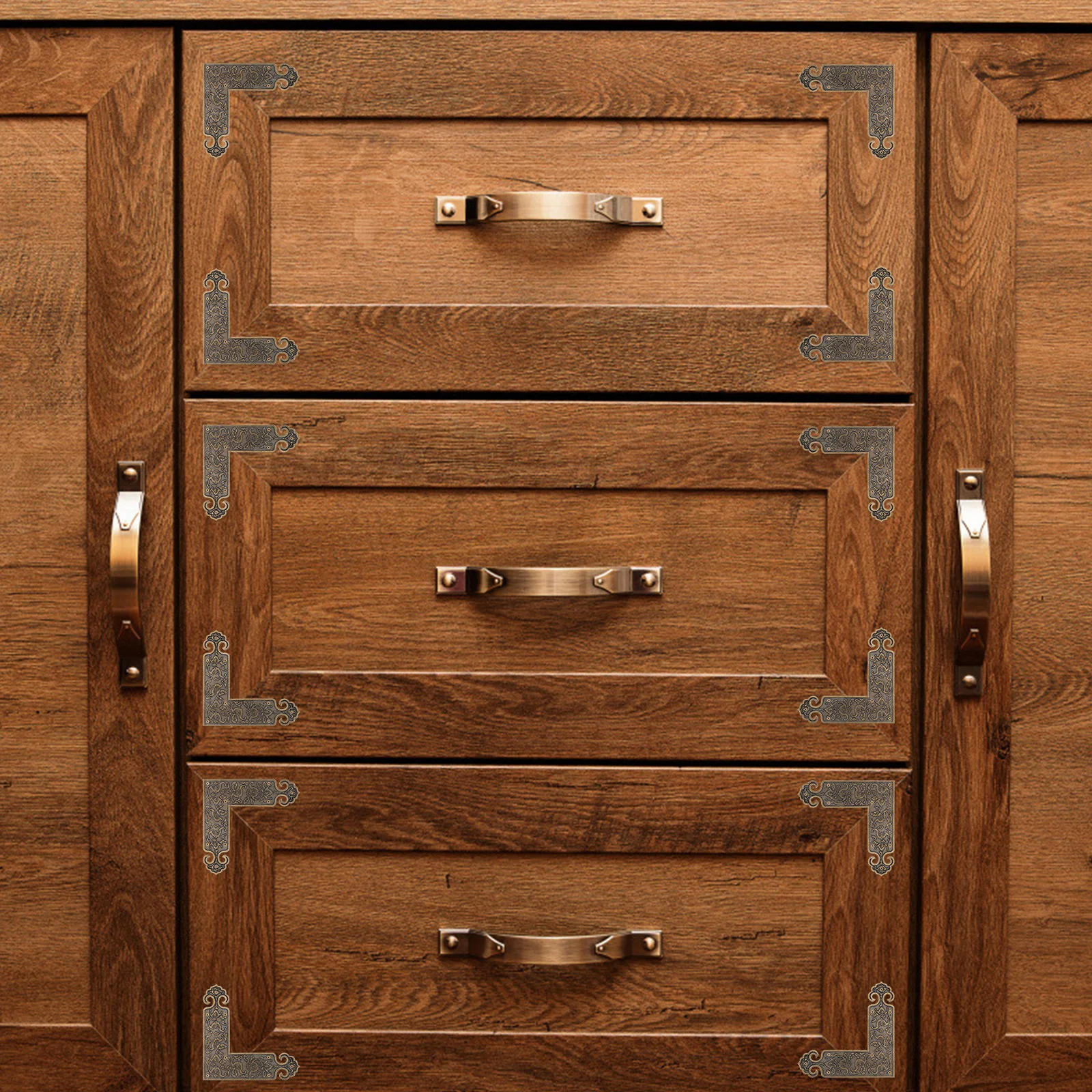 

2pcs Bronze Corner Protectors for Cabinets Tables Jewelry Boxes Durable Brass Material Furniture Accessories L Shape