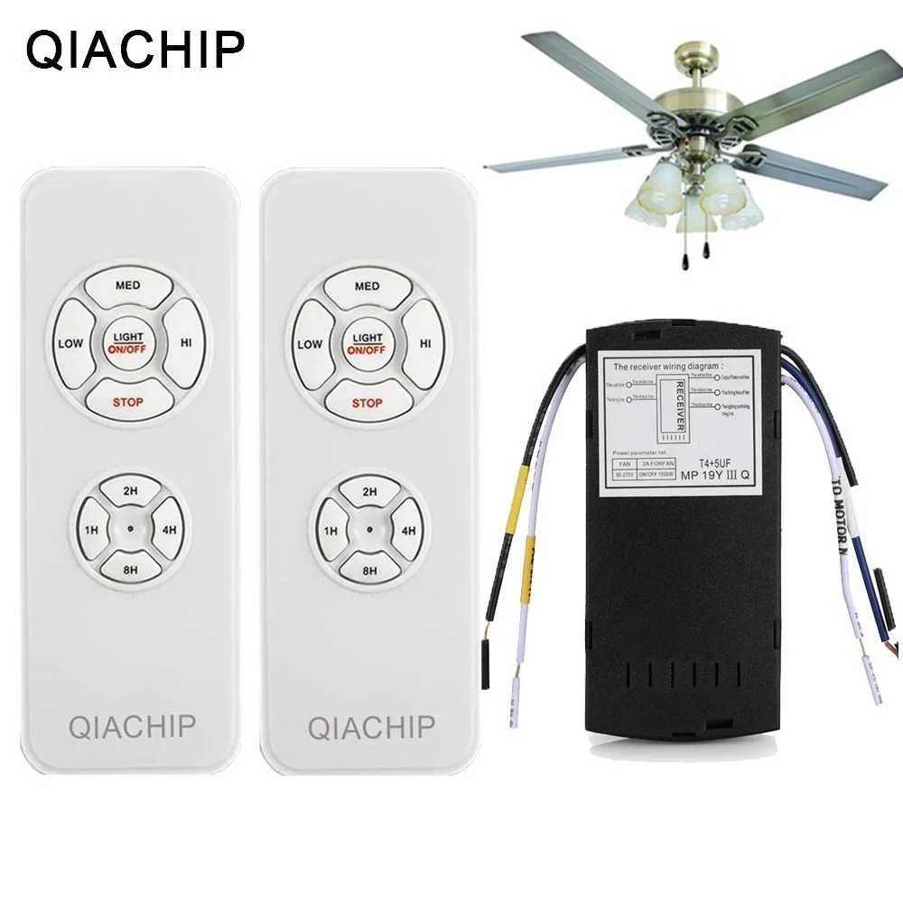 QIACHIP Universal Ceiling Fan Lamp Remote Control Kit AC 110-240V Timing Control Switch Adjusted Wind Speed Transmitter Receiver