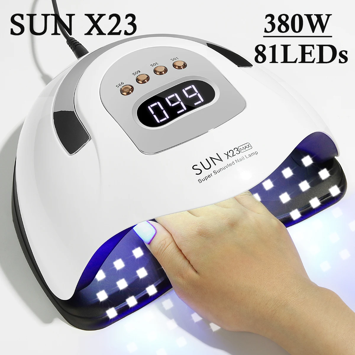 

380W Nail Lamp Gel Nails Fast Curing Dryer with 81LEDs Lamp Beads 4 Timers Professional UV Light for Home Salon Nail Art Tools