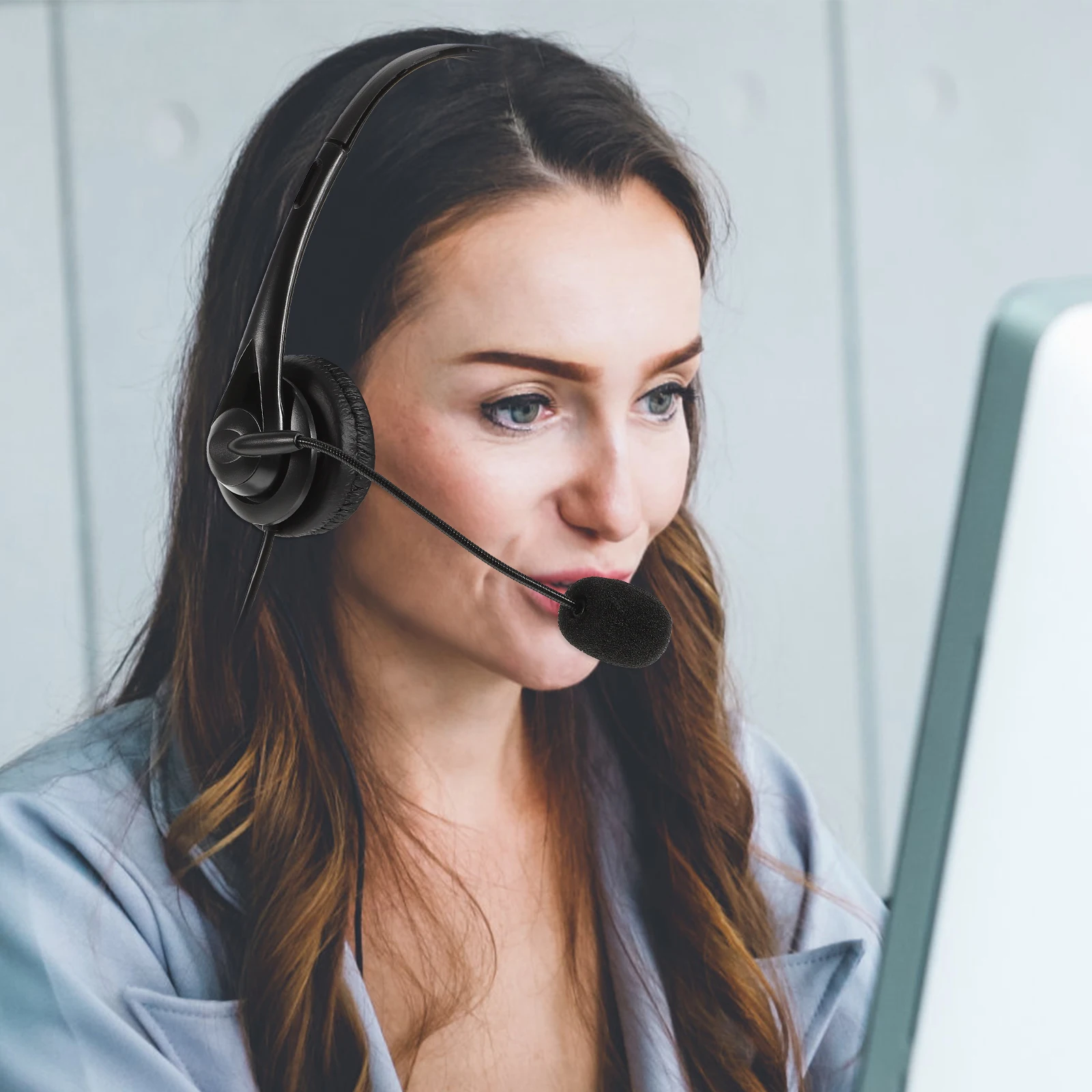 

Usb Noise Canceling Microphone Adjustable Volume Mute Function Bendable Mic Comfortable Ear Cups Ergonomic Design Call Center