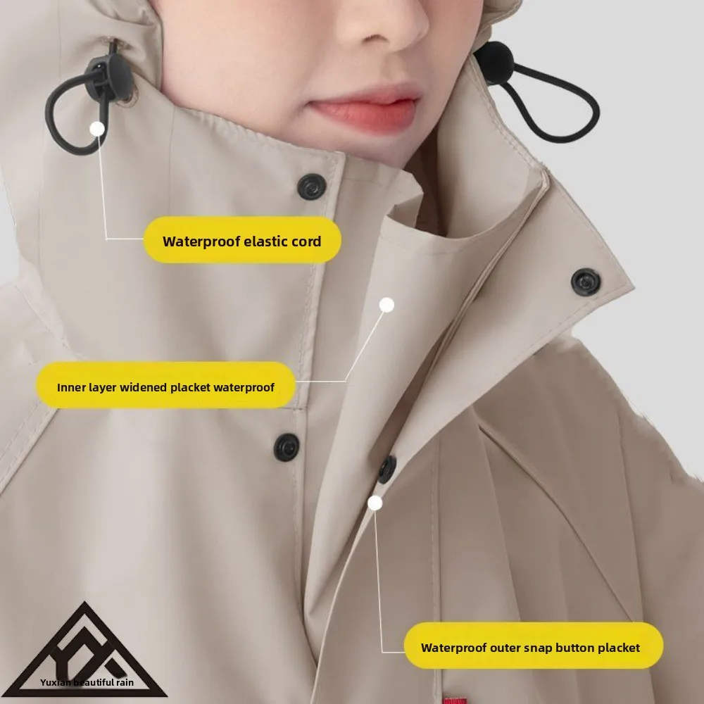 Oversized Long Rain Poncho for Adults Windproof Human-Vehicle Separated Waterproof Rainwear for Electric Bikes Riding