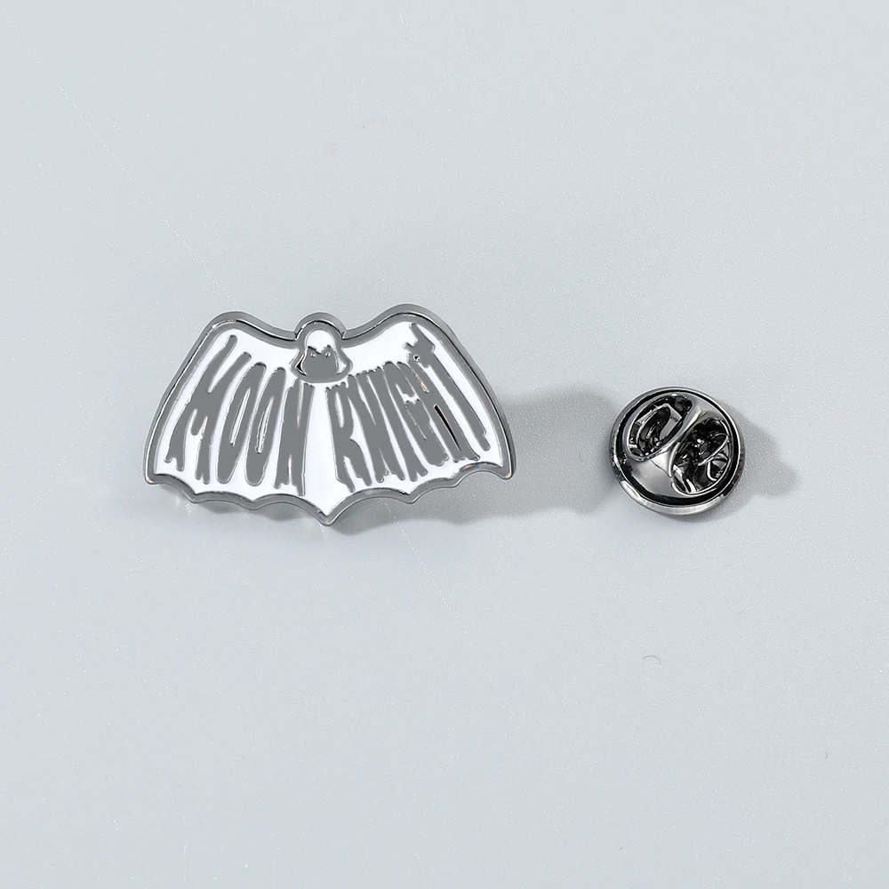 Moon Knight Enamel Pins Marvel Superhero Marc Spector Bat Badge Brooch for Halloween Cosplay Costume Accessories Jewelry Gifts