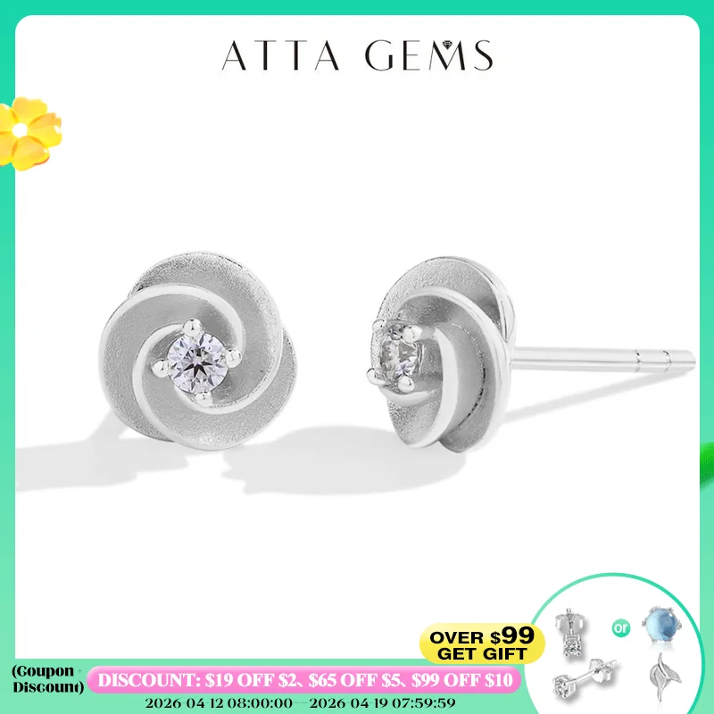 

ATTAGEMS Daily S925 Silver Moissanite Stud Earrings for Women D VVS1 Diamond Flower Shape Engagement Wedding Fine Jewelry Travel