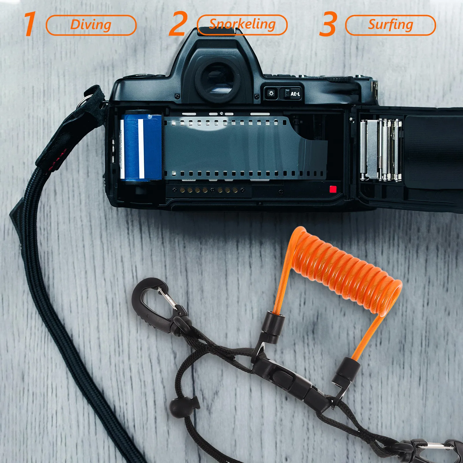 Diving Camera Strap Coiled Lanyard Quick Release Clip Hand Grip Lanyard Retractable Scuba Diving Safety Accessory