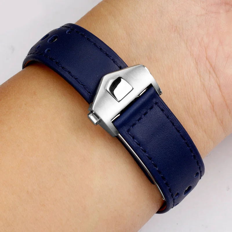 For Tag Heuer Monaco Series CAW218E CBL2115 Genuine Cowhide Leather Watchband for Men Folding Buckle Style Watch Strap 22mm Soft