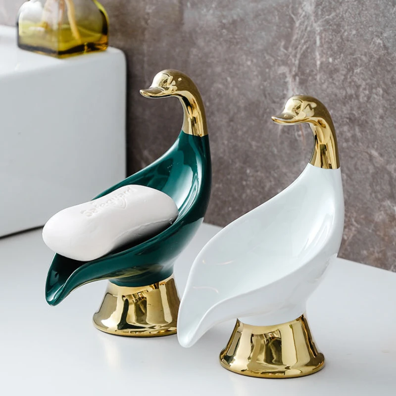 

Swan Soap Rack Ceramic Handmade Bathroom Organizer Drain Rack Cute Home Decoration Bathroom Accessories Cosmetic Storage Rack