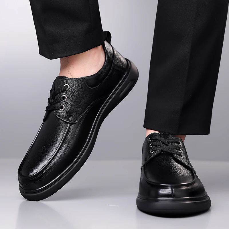 

2025 Autumn Men Shoes Low-top Solid Wedding Shoes Color Fashion Oxford Pointed Office Shoes Business Formal Leather Shoes Men