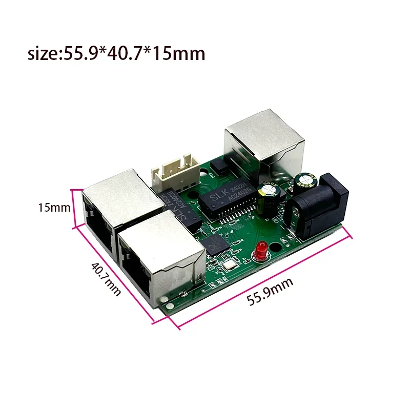 Мини-PCBA 4-портовый сетевой мини-модуль коммутатора Ethernet 10/100 Мбит/с 5 В 12 В 15 В 18 В 24 В