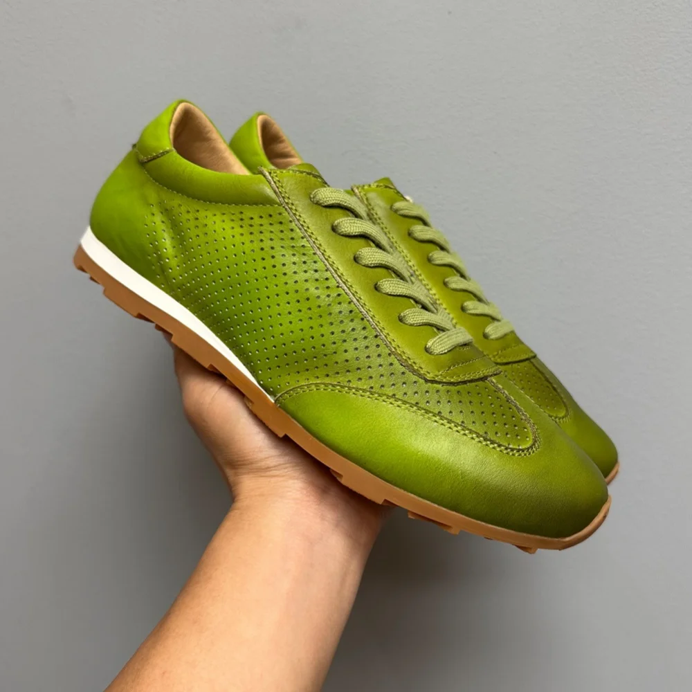 

Layered Cowhide Hollowed-Out Breathable Leather Shoes - Thin Style for Sportive and Casual Wear - Genuine Leather Shoes for Men