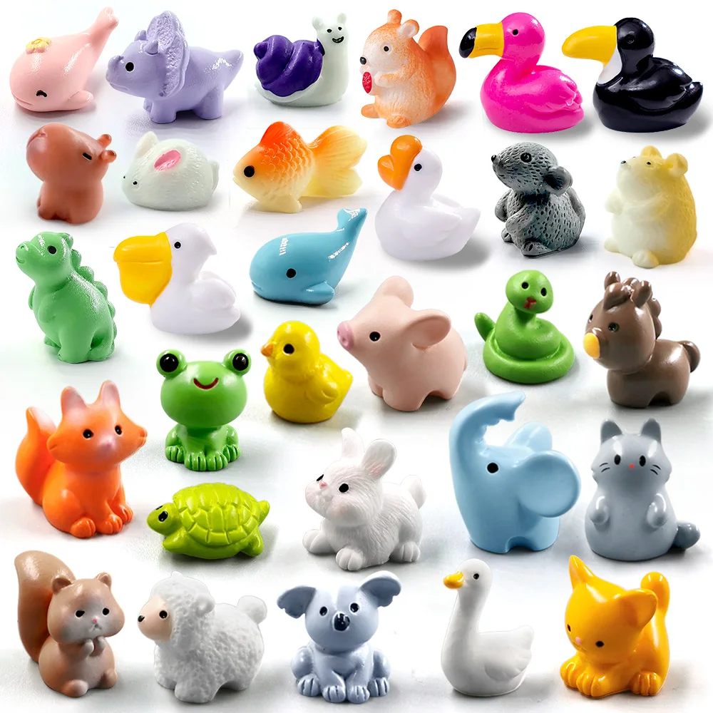 20Pcs Squirrel Elephant Dinosaurs Dolphin Rabbit Turtle Koala Duck Frog Figurine Miniature Fairy Garden Decoration Accessories