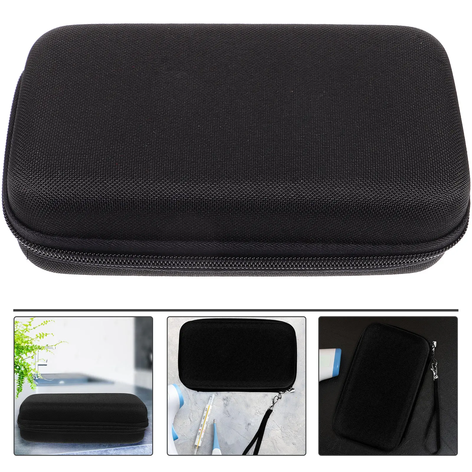 

Чехол для термометра, защитный противоударный чехол для переноски, портативный органайзер с сетчатым карманом и прочной молнией, легкий вес.