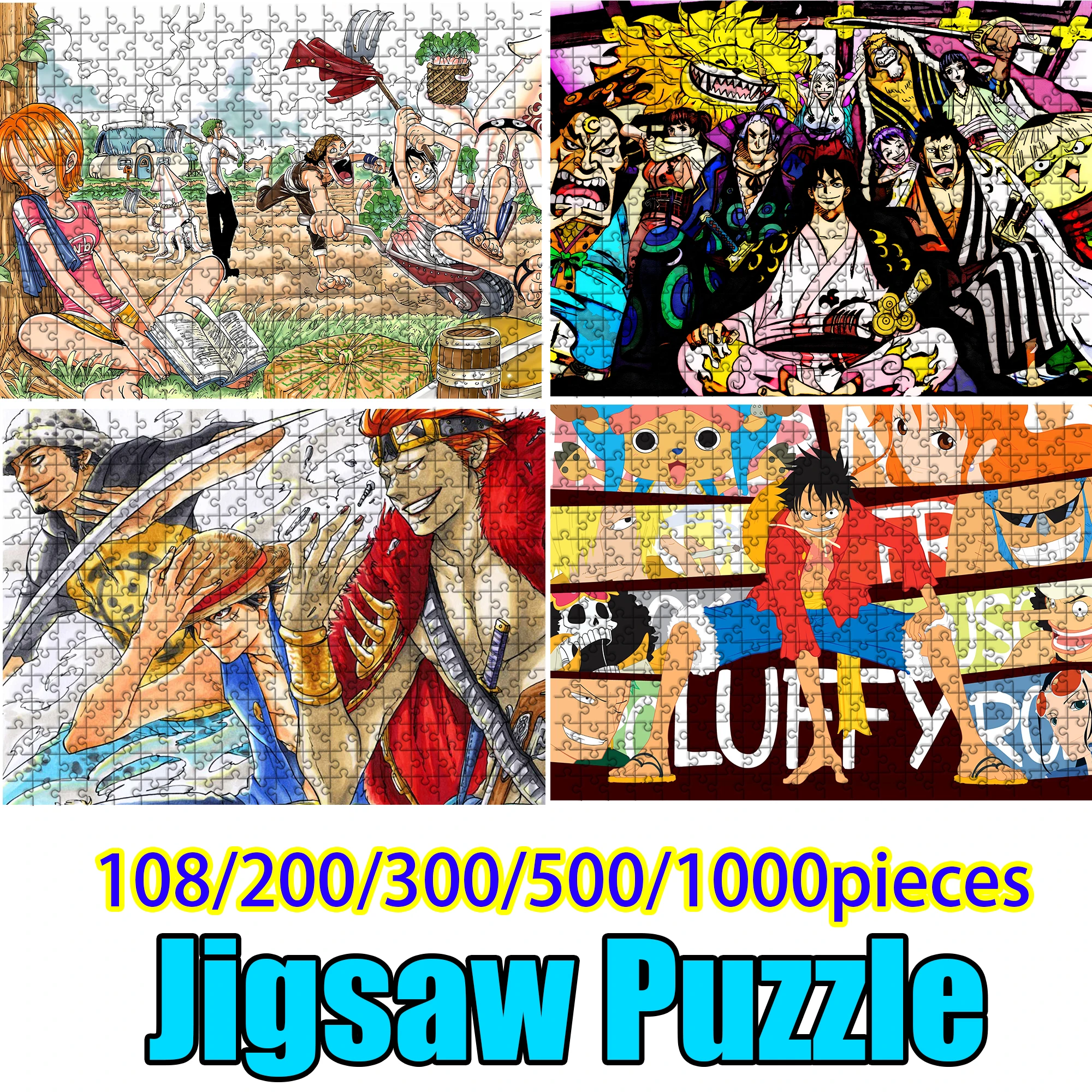 

One Piece Anime Wooden Jigsaw Puzzle 108/200/300/500/1000 Pcs, Stress Relief Gift for Adult Fans