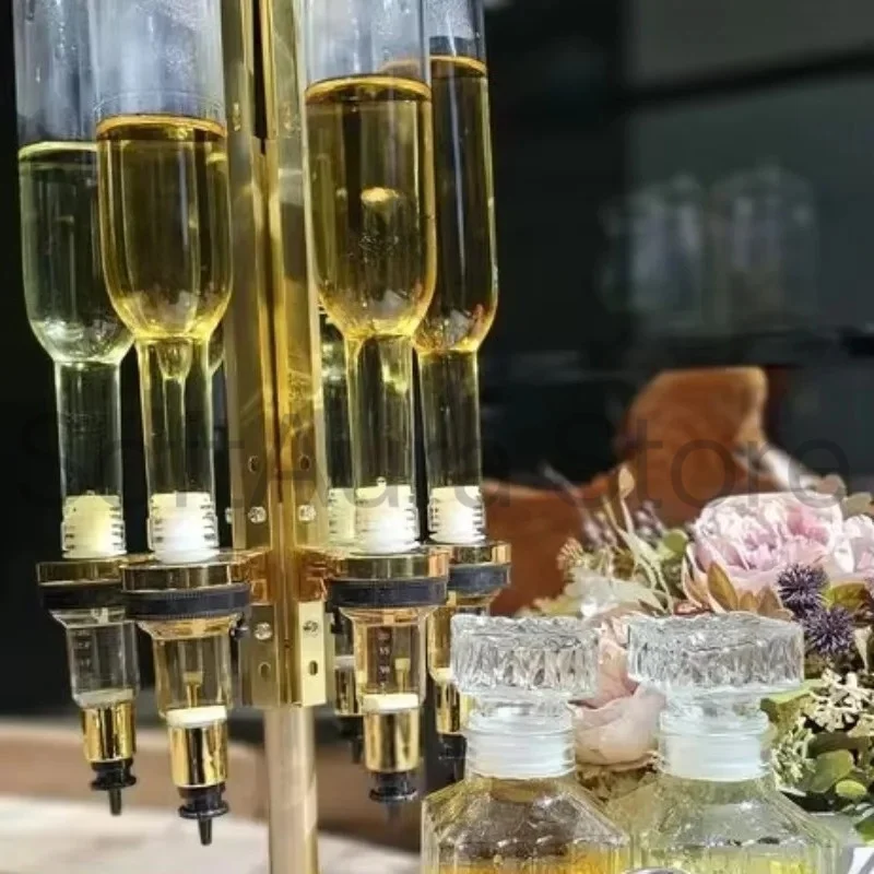 Commercial Desktop Circle Fragrance Station Golden/silvery 6‑Head 375ml/500ml/750ml  Multi‑Capacity Perfume Oil Dispenser