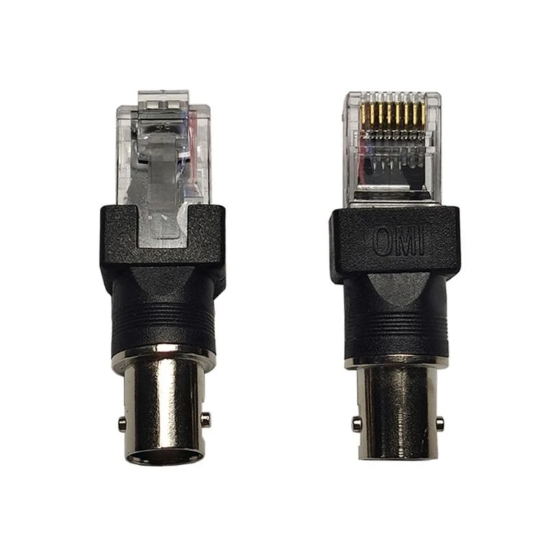 Adaptador convertidores BNC RJ45 macho Acoplador barriles coaxiales BNC RJ45 para transmisión y prueba señal