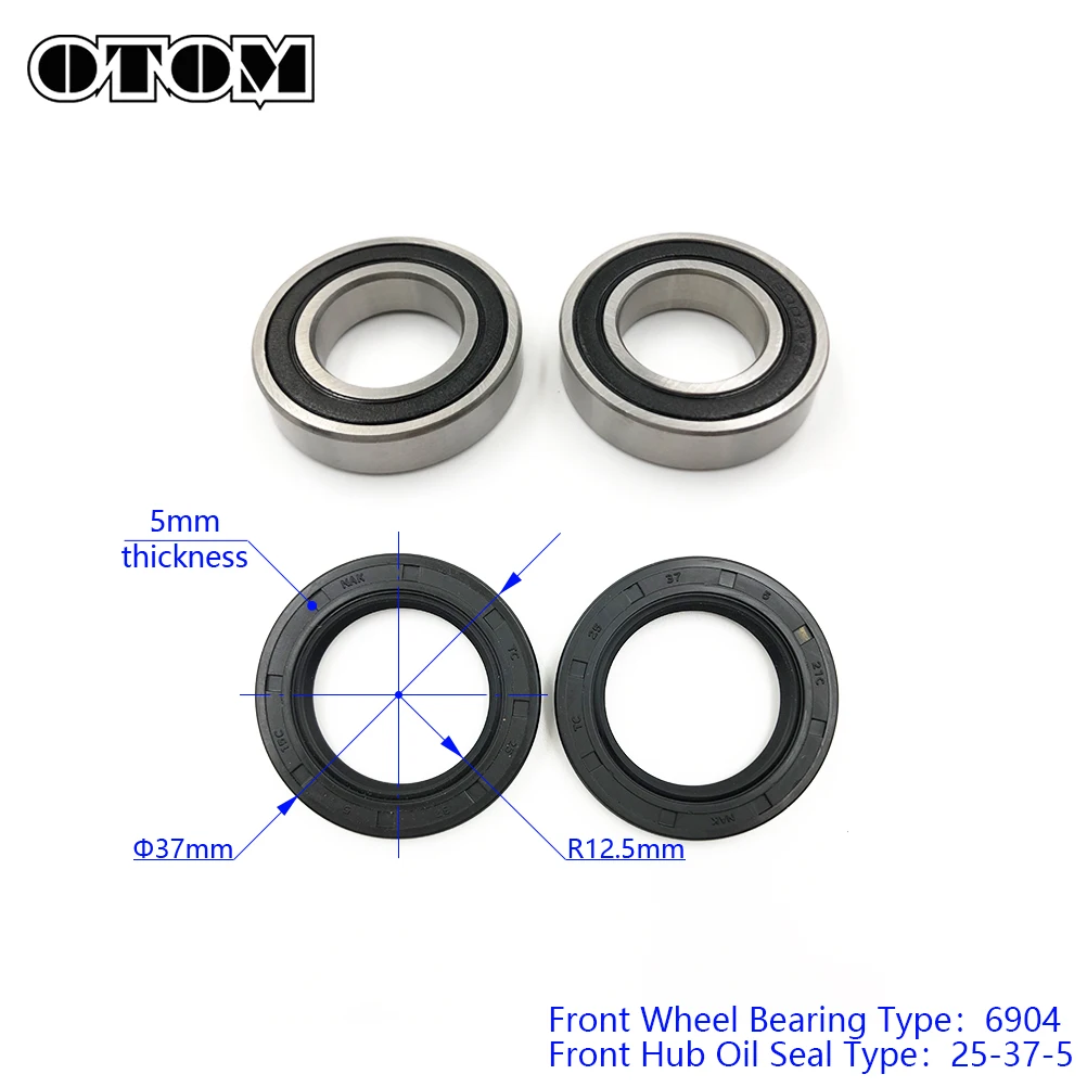 OTOM 2 Pair Motorcycle Front Wheel Hub Bearing Oil Seal Kit 6904 25*37*5mm Gaskets For KAWASAKI KX125 KX250 KX250F KX450F KLX450