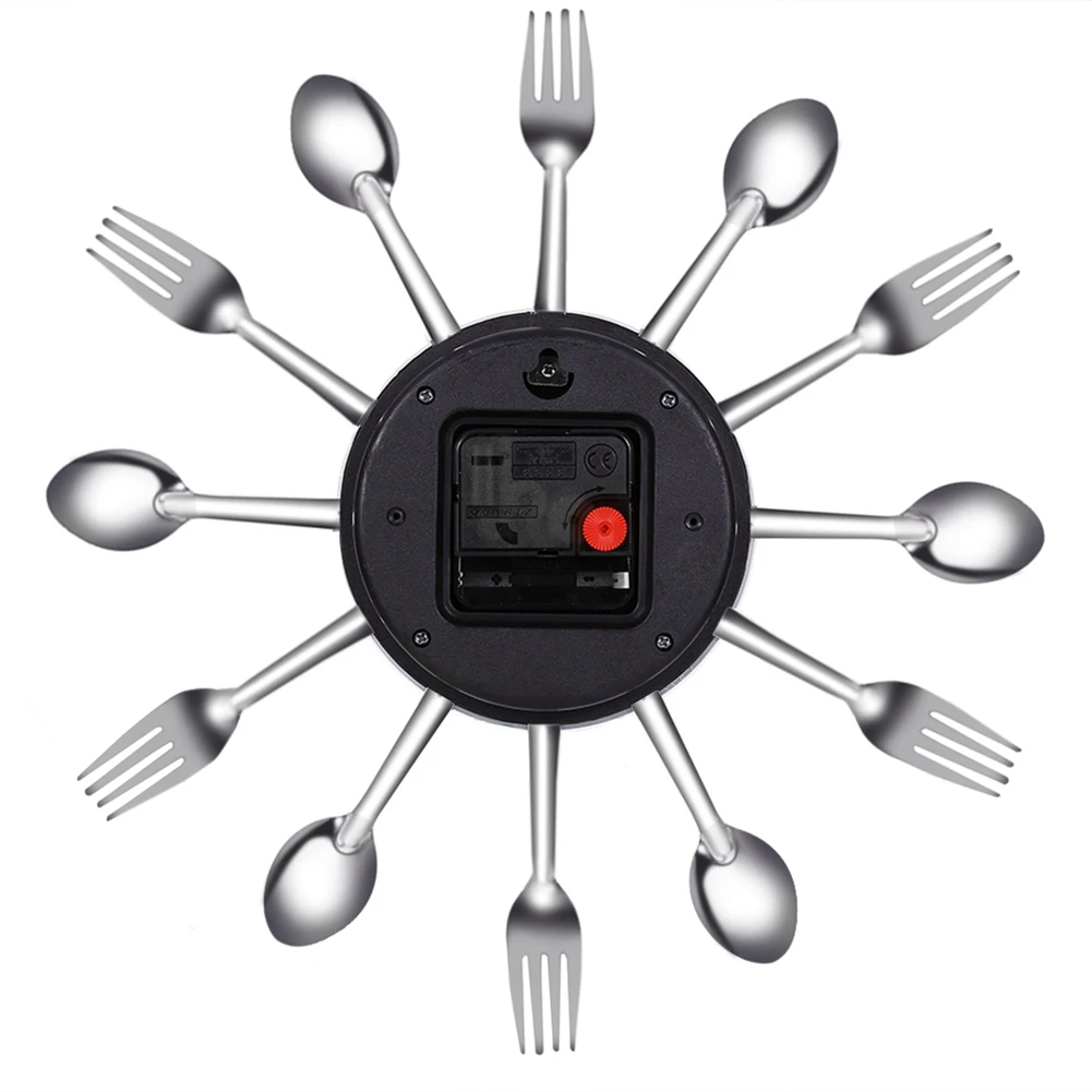 A36T-2X Stainless Steel Knife And Fork Spoon Kitchen Restaurant Wall Clock Home Decoration