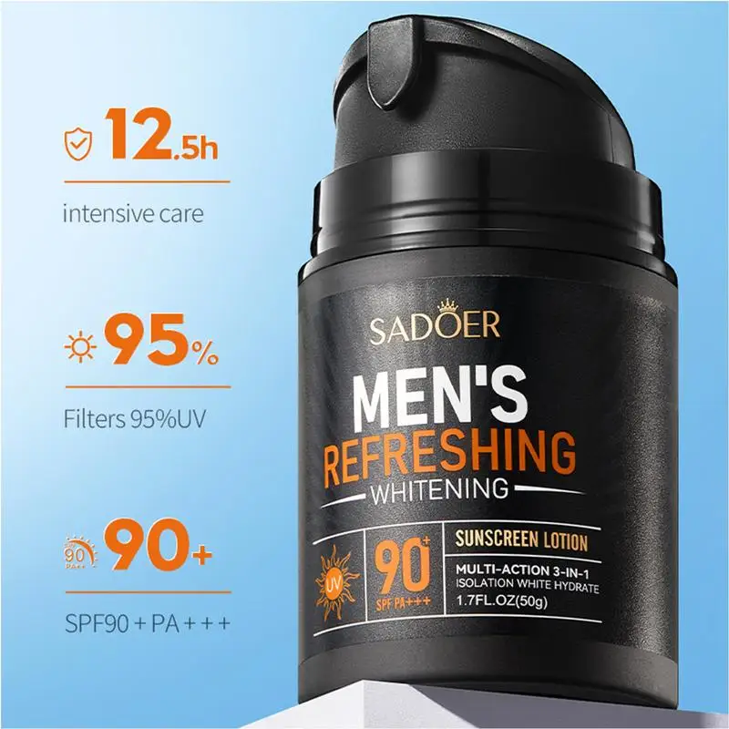 Sunscreen Cream SPF 90 Sunscreen Brightening Sunblock Men Long Lsating Moisturizing Whitening Waterproof Protector Solar Cream