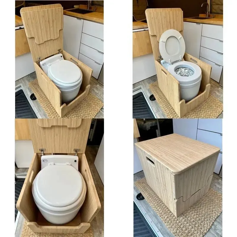 Bamboo Toilet Cabinet Portable Space Saving Waterproof Modern Outdoor Furniture for Living Rooms