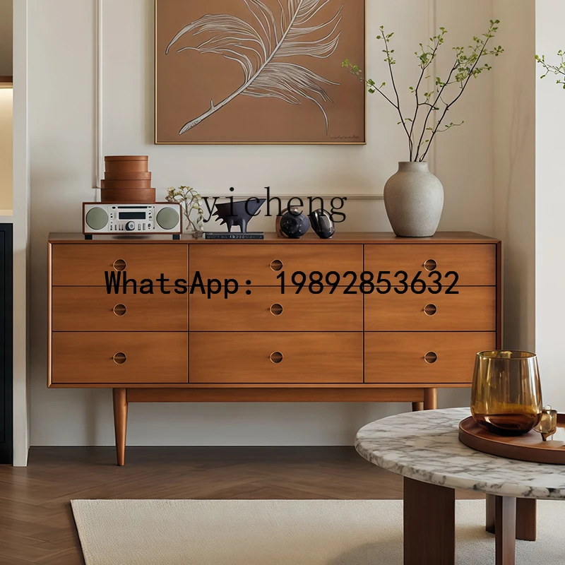 

X6 Solid Wood Bedroom Bedside Simple Home Wall Storage Vintage Drawer Cabinet